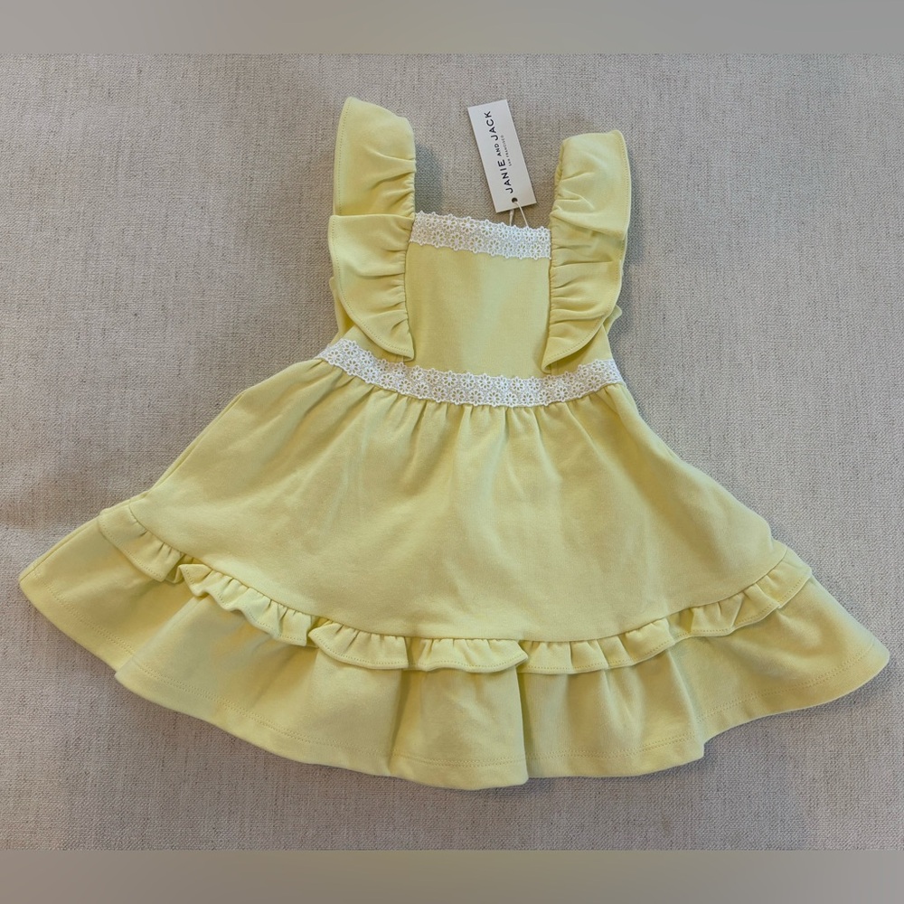 Janie and Jack Yellow Ruffle Ponte Dress w/ Bloomers Sz 12-18M NWT